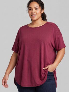 NWT Amazon Essentials Burgundy Women's Relaxed-Fit T-Shirt - Size XXLarge
